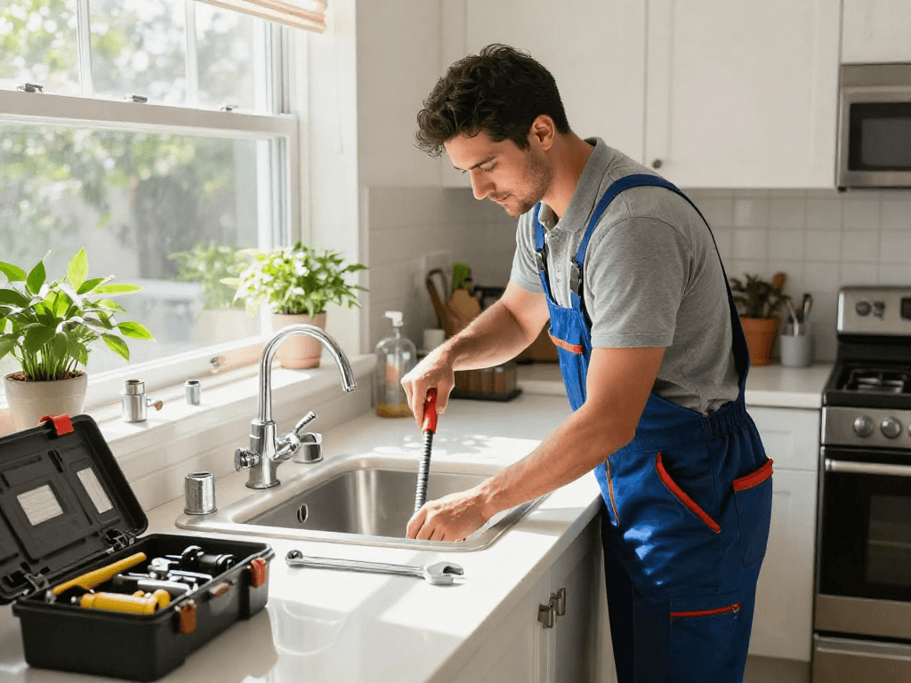 Dependable plumbing service by Mateo and Sons Plumbing in a home kitchen.