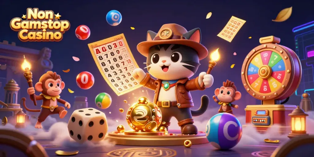 Engage in thrilling adventures at a Non Gamstop Casino with an archaeologist cat and monkey.