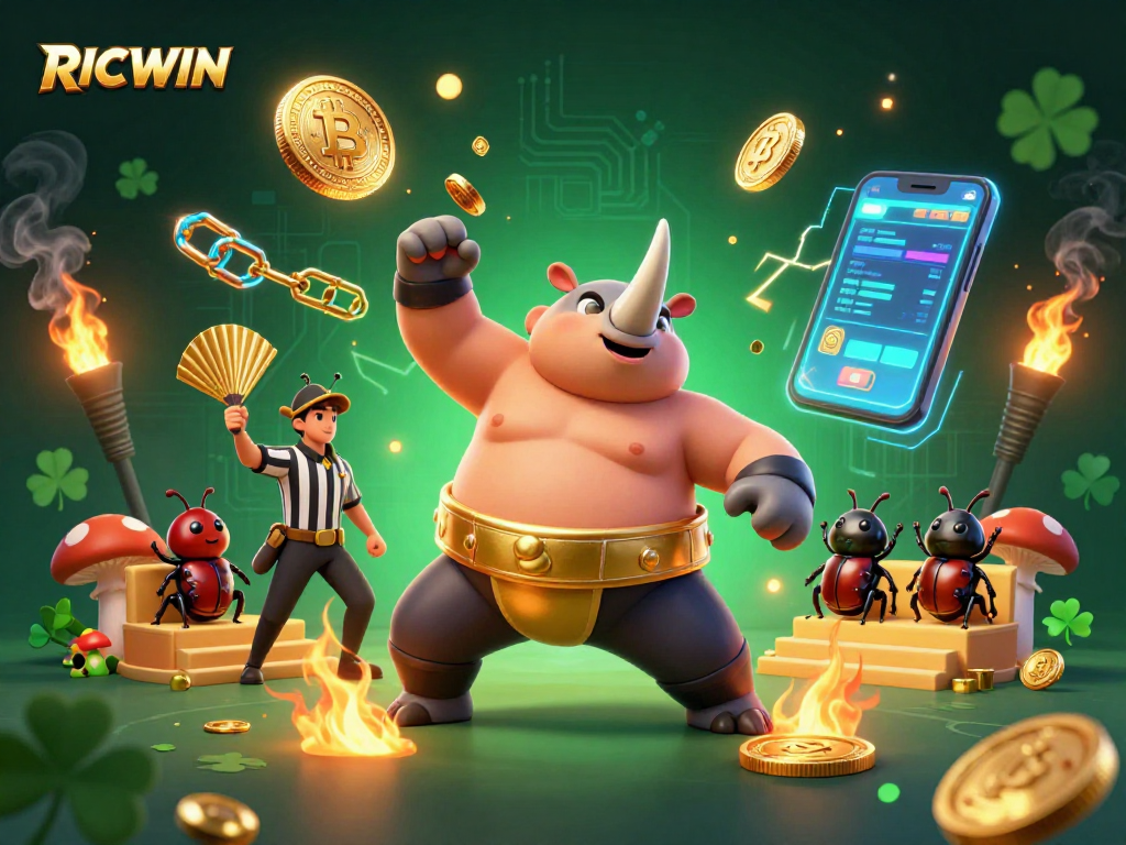 Experience RICWIN's thrilling crypto casino action with dynamic characters and vibrant visuals.