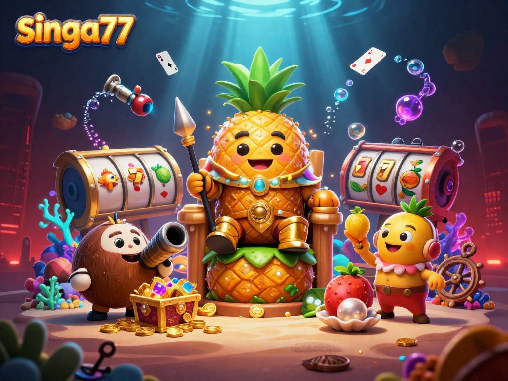 Experience the vibrant adventure at singa77's lively beach casino featuring unique characters and gaming elements.
