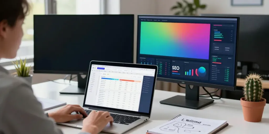 Professional workspace showcasing instant indexing strategies in a digital marketing setting.