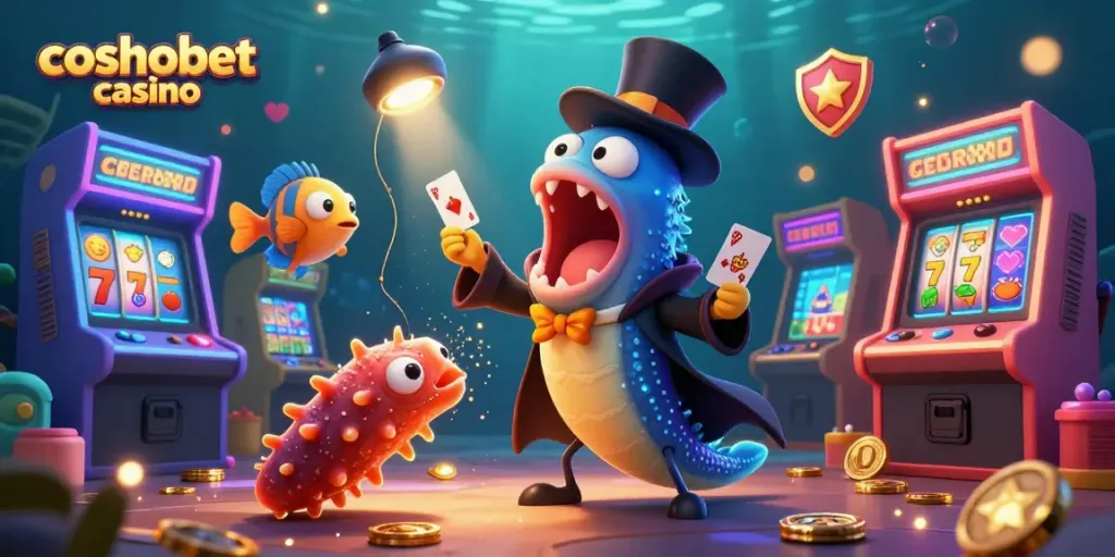 Experience the excitement of cosmobet casino with a magical 3D underwater card trick scene.
