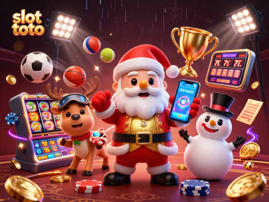 Engage with exciting slot toto games with Santa Claus, reindeer dealer, and poker chip snowman.