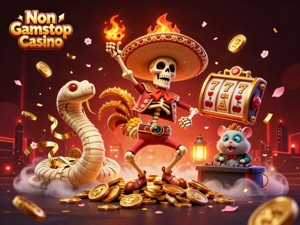 Experience the thrill at Non Gamstop Casino with vibrant 3D characters and dazzling slot reels.