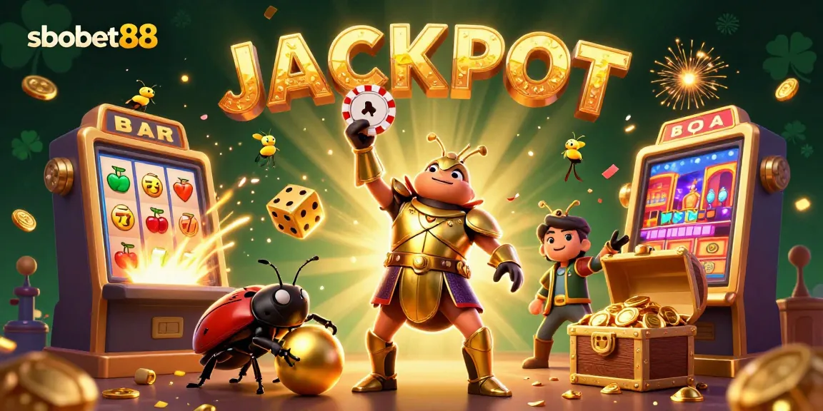 Experience thrilling sbobet88 gameplay with a colorful casino scene bursting with energy and excitement.