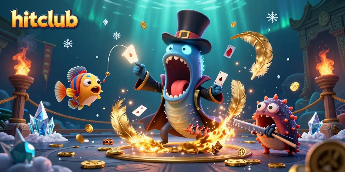 Hitclub's magical underwater casino scene with vibrant characters showcasing thrilling card tricks and gameplay