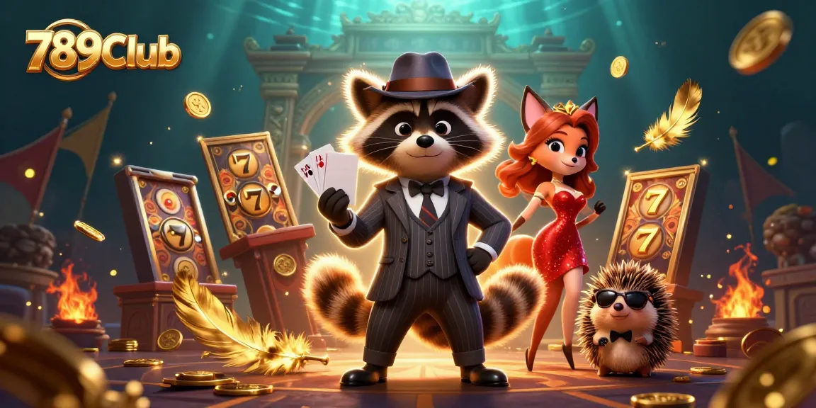 Join the excitement at 789Club with a charismatic raccoon, stylish fox, and bouncy hedgehog ready for gaming action.