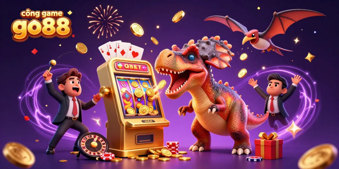 Experience cổng game go88 with thrilling moments of jackpot wins and flying coins in this rich 3D illustration.